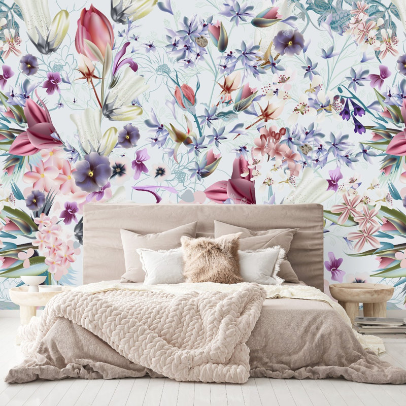 Panneau de papier peint auto-adhésif L 10,4 pi x l 125 po Gentle Flowers