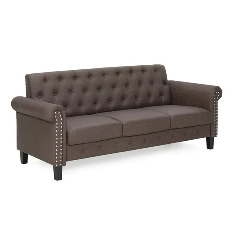 Geertruidenberg 78.8'' Upholstered Sofa, Brown Faux Leather