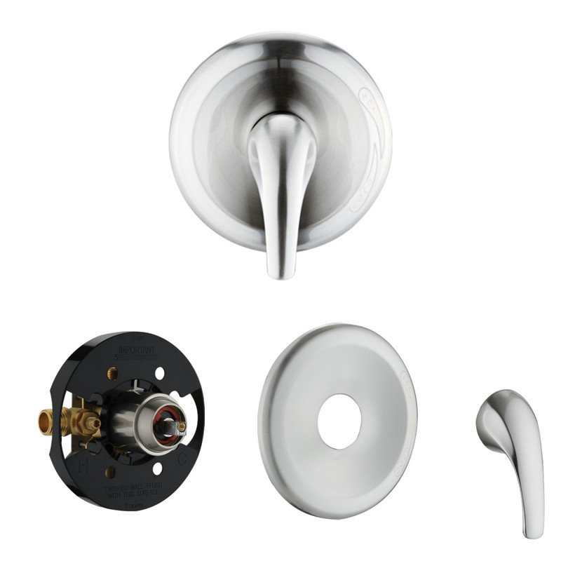 Système de pomme de douche à pluie 8 pouces avec douche à main et valve brute incluse pour la salle de bain, Brushed Nickel