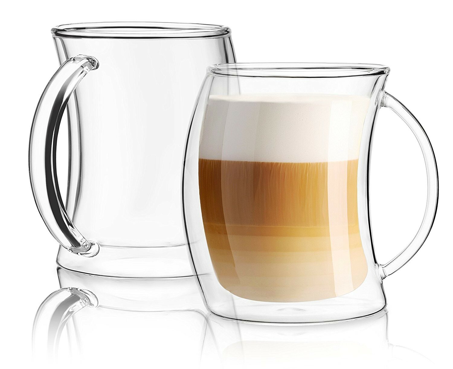 Espresso Cups Set Of 2, Insulated Espresso Shot Glass 4.3 OZ, Clear Glass  Expresso Coffee Cup with Handle, Borosilicate Espresso Accessories, Small