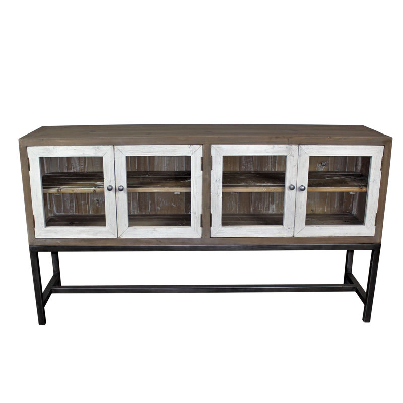 65'' Solid Wood Sideboard, Natural/white