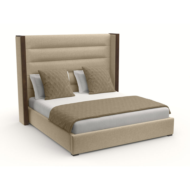 Ally Upholstered Wingback Bed, King, Flax Revolution®