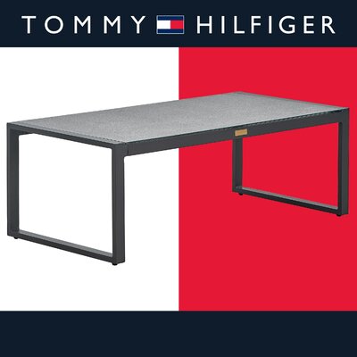 Tommy Hilfiger Hampton Outdoor Coffee Table with Natural Gray Pebbled Glass -  ODTB10010B