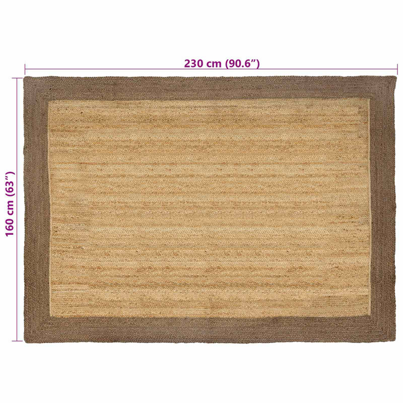 Hand Braided Area Rug, Rectangle 160cm x 230cm, Natural/Grey
