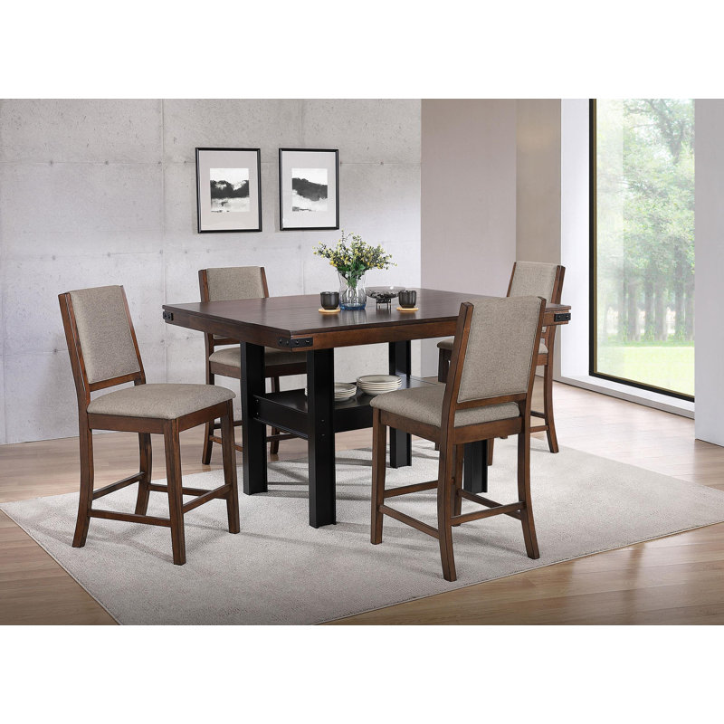 Ensemble de salle à manger 5 pièces à hauteur de comptoir Lilwenn, 5 pièces: table, 4 chaises