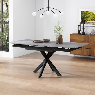 Extendable Dining Table Black With Grey Desktop