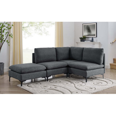 Canapé modulaire en lin avec pieds en métal