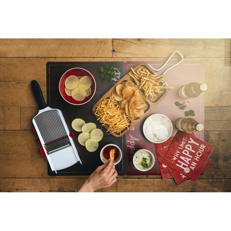 Cuisipro Handheld Mandoline with 3 Blades, 2 Thickness, Stainless Steel, Hand Guard Included, Dishwasher Safe