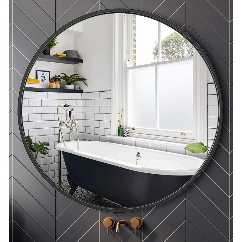 Miroir mural Koval, Noir, 24 po x 24 po