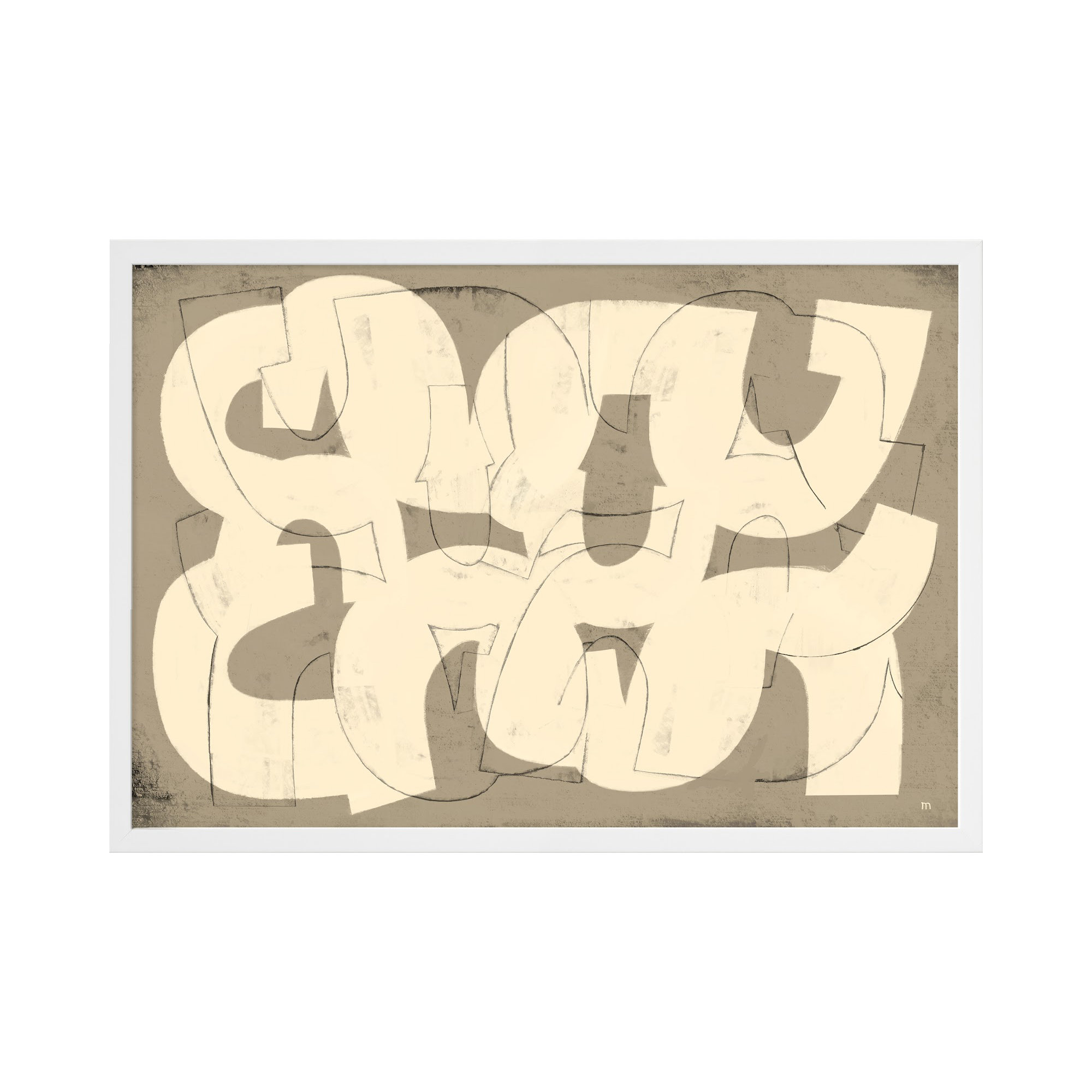 Drawing By StudioM by StudioM, White Framed Paper, 35" H x 50" W x 1.25" D