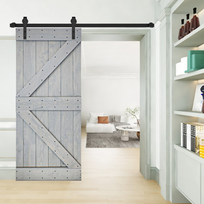 K Style Solid Wood Sliding Barn Door Without Hardware Kit (Door Slab Only) - Assembly Needed
