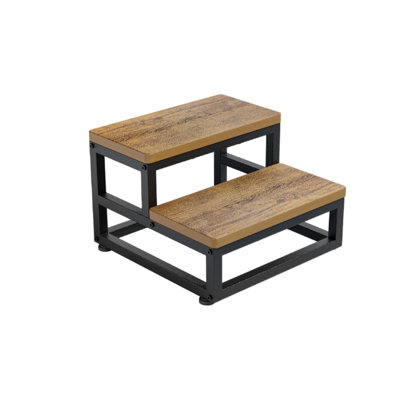 Waterproof HDPE Footstool with Adjustable Non-Slip Feet and Rounded Edges Brown