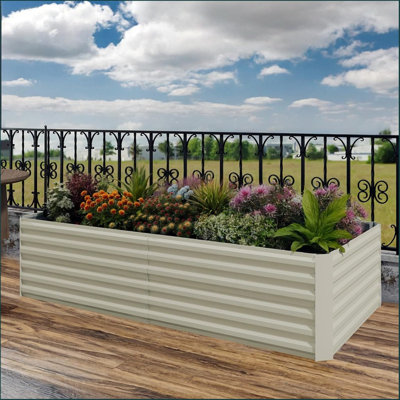 Raised Garden Bed Square Metal Planter Box - 0.5mm Thick Galvanized Steel for Outdoor Use, Ergonomic Height, Easy Tool-Assembly, Open-Bottom Design for Ground Root Access