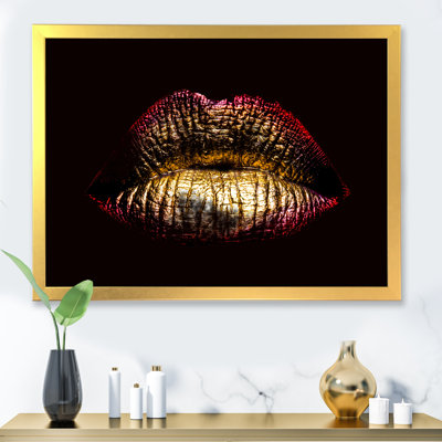 Lèvres féminines sexy dorées - photographie sur toile
