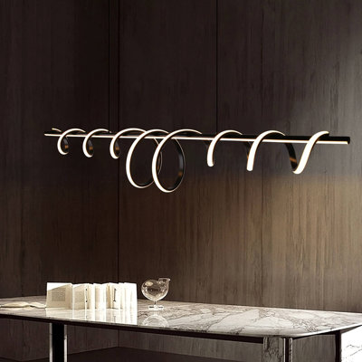 Luminaire de salle à manger à intensité variable de 51 po noir pour îlot de cuisine