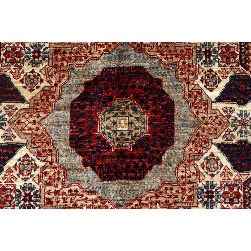Hand-Knotted High-Quality Red/Blue/Beige Area Rug