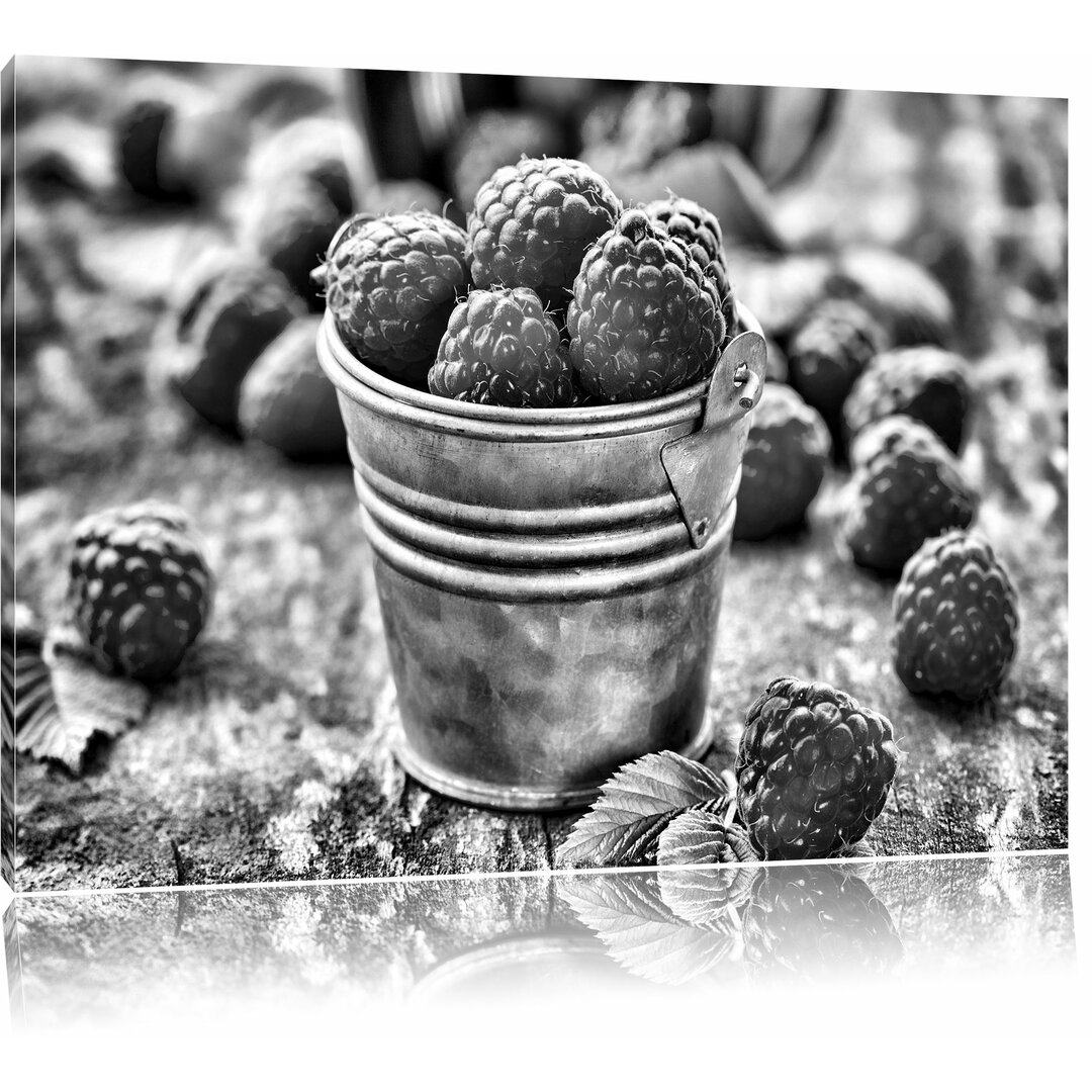 Leinwandbild Früchte Eimer Obst Fruit food in Monochrom