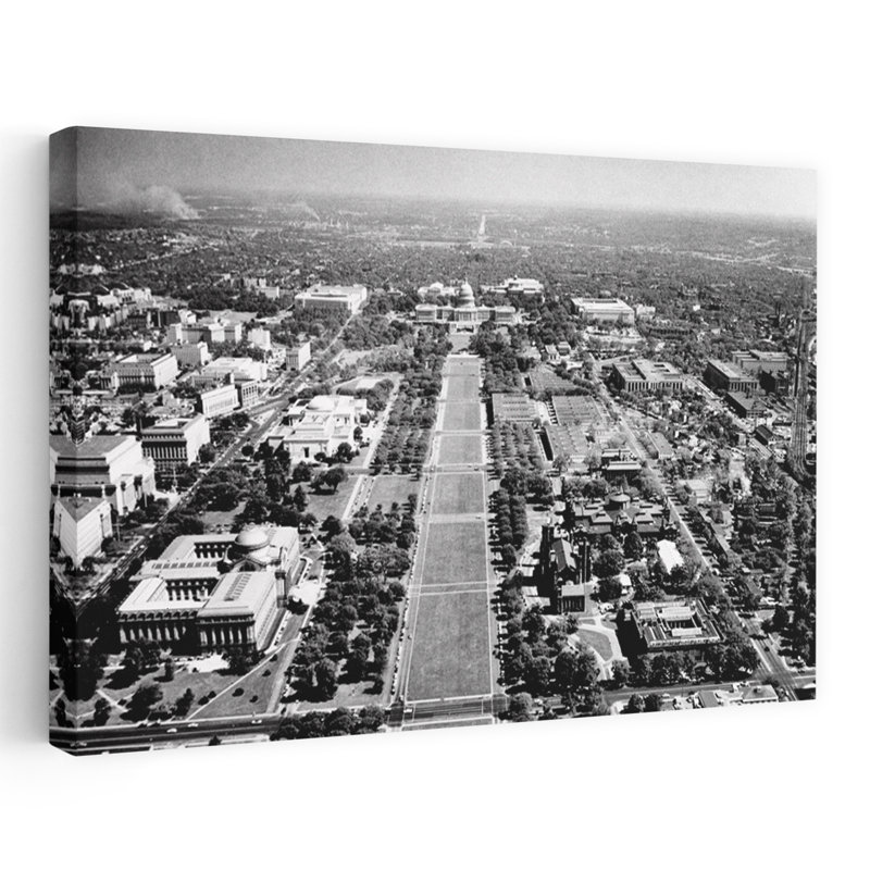 1950s VIEW OF THE NATIONAL MALL LOOKING EAST TOWARDS THE CAPITOL BUILDING FROM TOP OF THE WASHINGTON MONUMENT WASHINGTON DC USA 1 Piece Wrapped Canvas Wall Art