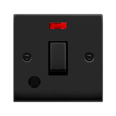 Matt Black 1 Gang 20A Ingot DP Switch With Flex With Neon