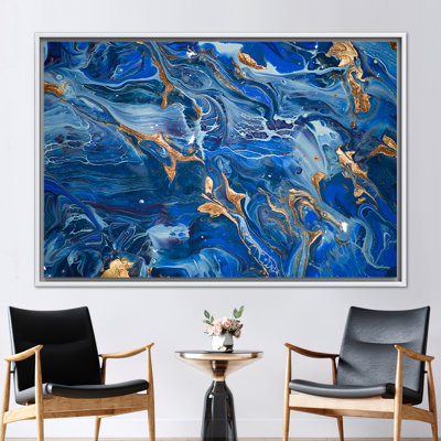 Navy Blue Canvas, Modern Wall Art, Shimmery Wall Art, Blue Wall Decor, Blue Marble Canvas, Abstract Artwork, Luxury Canvas Art,