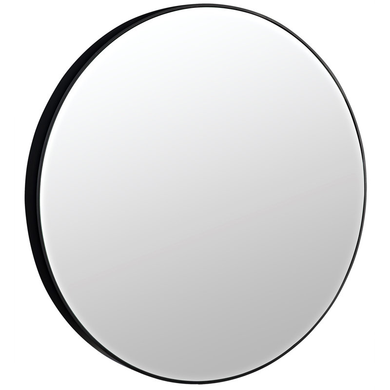 Argie Round Metal Beveled Wall Mirror, 32" x 32"