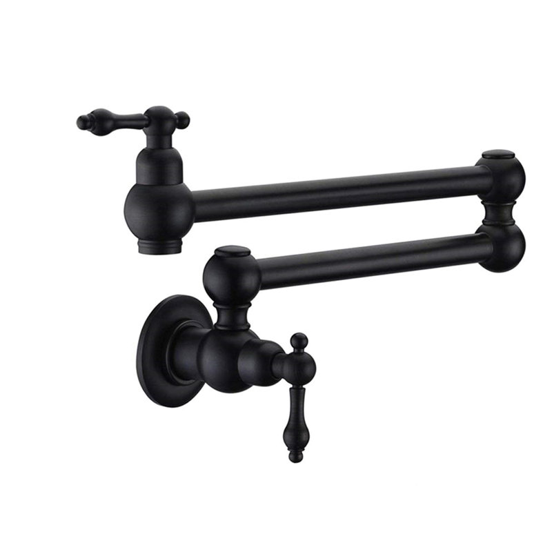 Pot Filler Faucet Wall Mount Matte Black, Double Swing Joint Arms, Scratch , Rust Proof, 100% Brass For Lasting Durability Black Faucet, Jointed Pinpointing