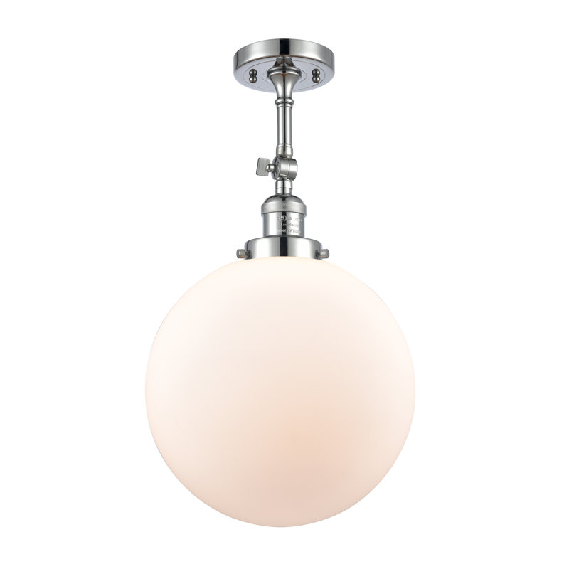Plafonnier semi-encastré 1 lumière 12 "ciacchi, Blanc mat, Ampoule non incluse, Chrome poli