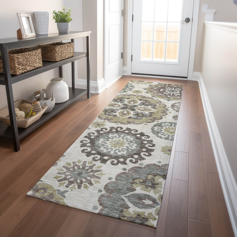 Premium Machine Washable Prisco Beige Rug, Runner 2'3" x 7'6"