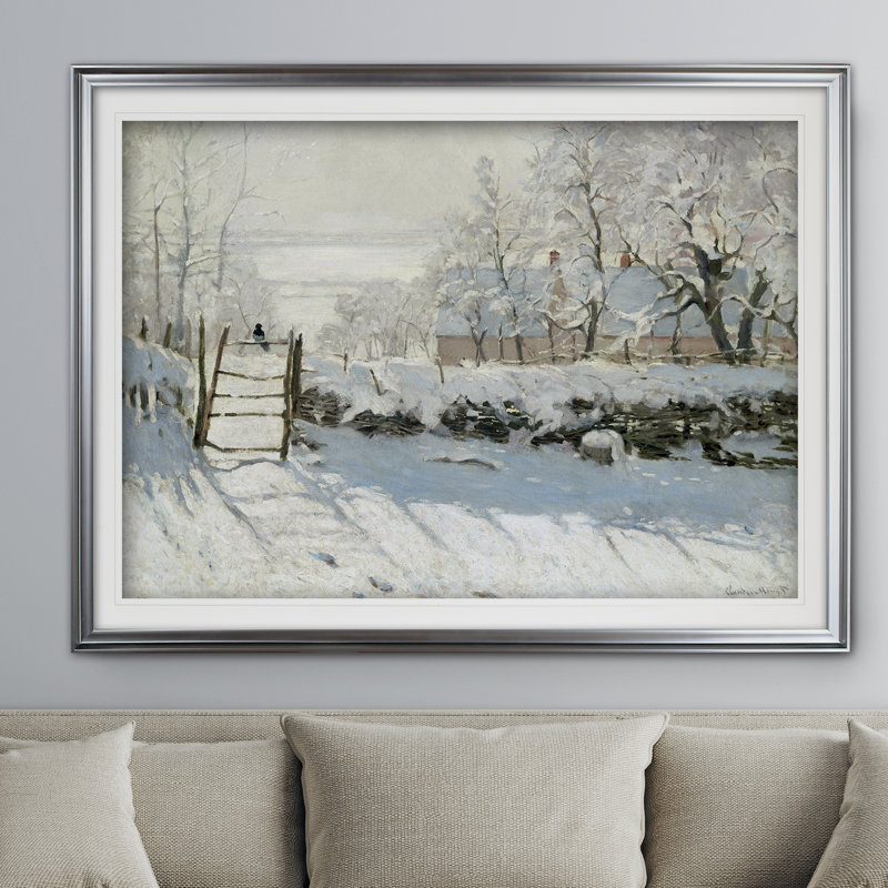 «The Magpie» par Claude Monet, impression, Argent, H 31 po x l 43 po x P 1,5 po
