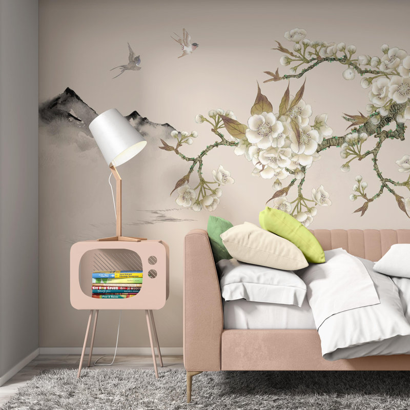 Papier peint à motif floral rétro Sar pelez et collez, l 187 po x L 106 po