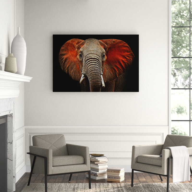 African Elephant Print, Acrylic, 24" H x 36" W x 2.5" D