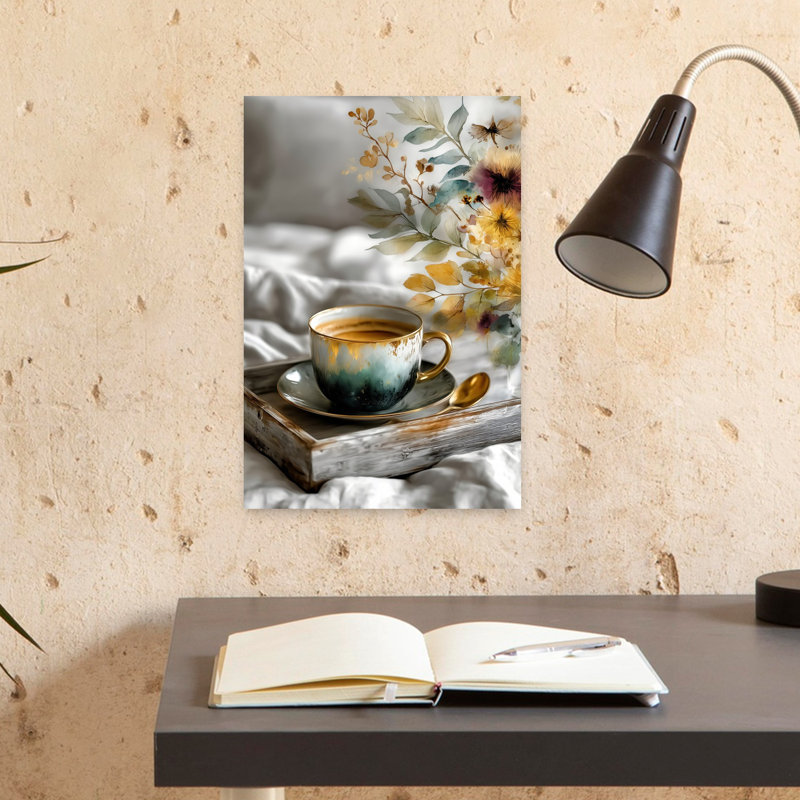 «Morning Coffee Florals», art mural élégant et paisible, H 18 po x l 12 po