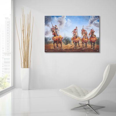  «Four Horsemen Of The Apocalypse» par Delene Lambert, art mural en verre acrylique, 36 po x 24 po