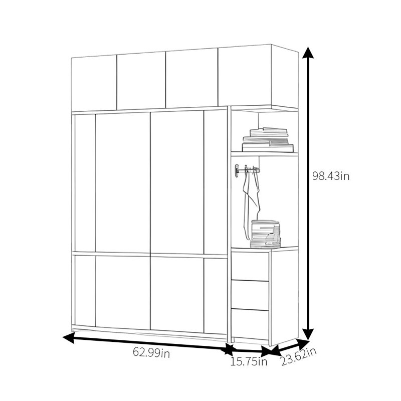 Penderie simple à bûches, H 98,43 po x l 78,74 po x P 23,62 po