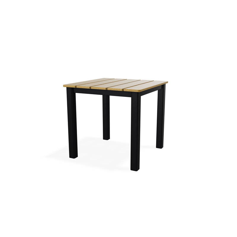 Table de bout d'extérieur carrée en polymère rustique 21 po, Naturel/noir