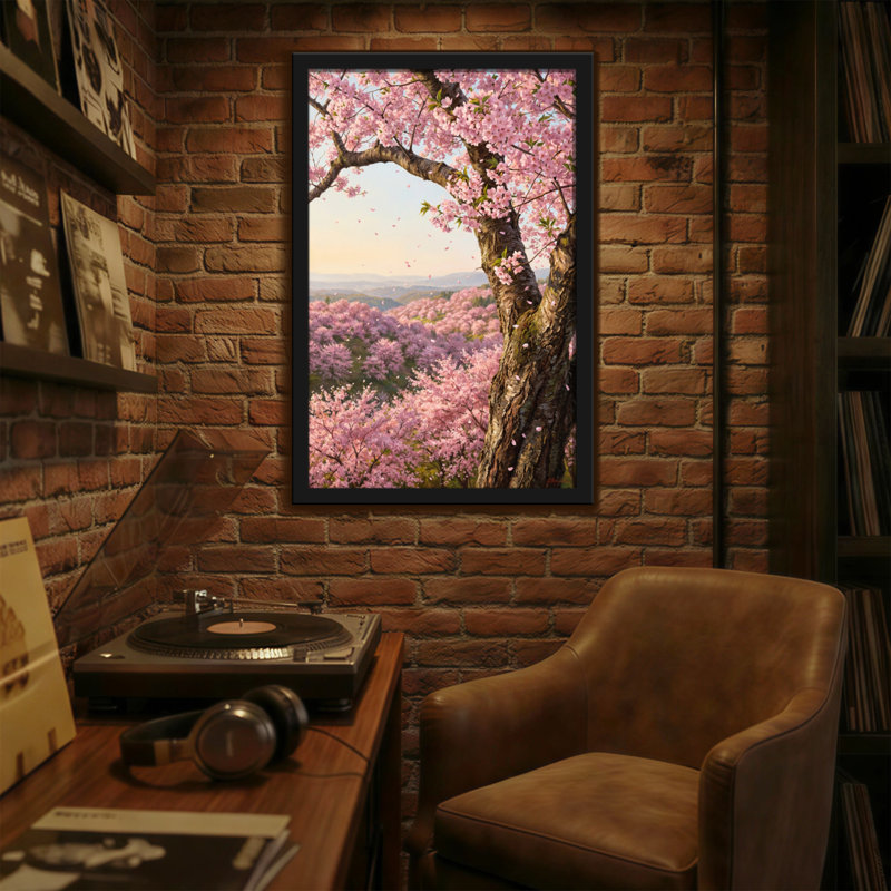 Plants & Flowers Cherry Blossom Tree Spring Landscape View, 18" H x 12" W
