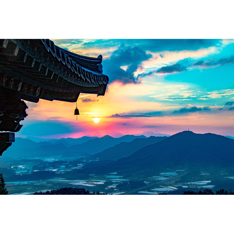 Sunrise With Korean Traditional Temple by VDCM Image - Wrapped Canvas Print, 20cm H x 30cm W 