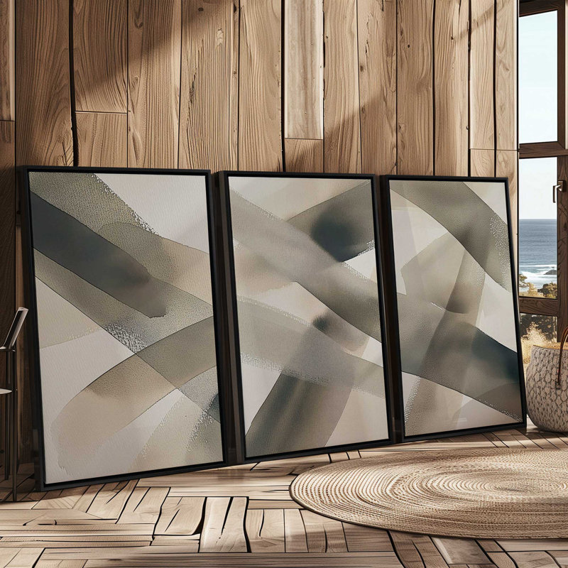 Ensemble de 3 impressions Shadows in Motion, 12 po x 8 po, Cadre flottant blanc opaque