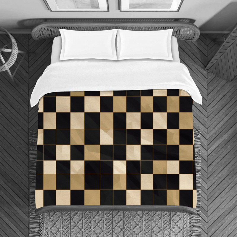 Geometric Shadow Check Duvet Cover, Twin Duvet Cover