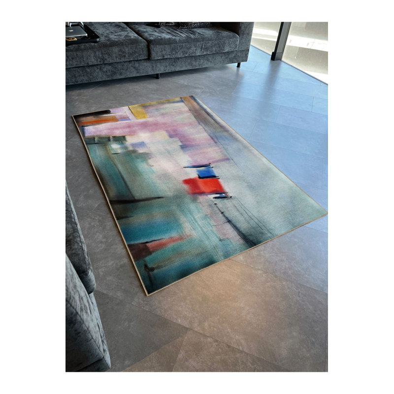 Multi Color Mixed Abstract Pattern Creative Modern Decorative Machine Washable Area Rug, Rectangle 2'6" x 4'11"