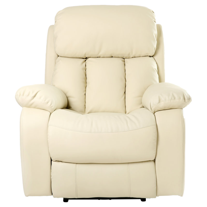 Faux Leather Heated Massage Chair, Cream, Electric
