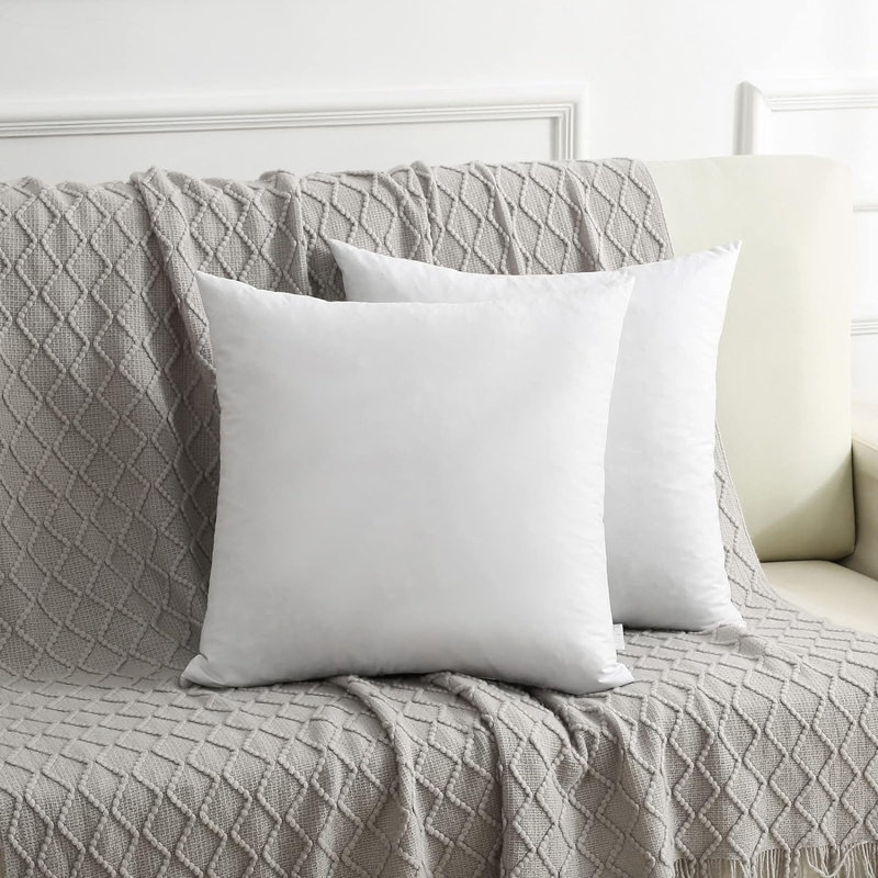 Down Feather Square Accent Pillow Inserts Set of 2, 16"H x 16"W
