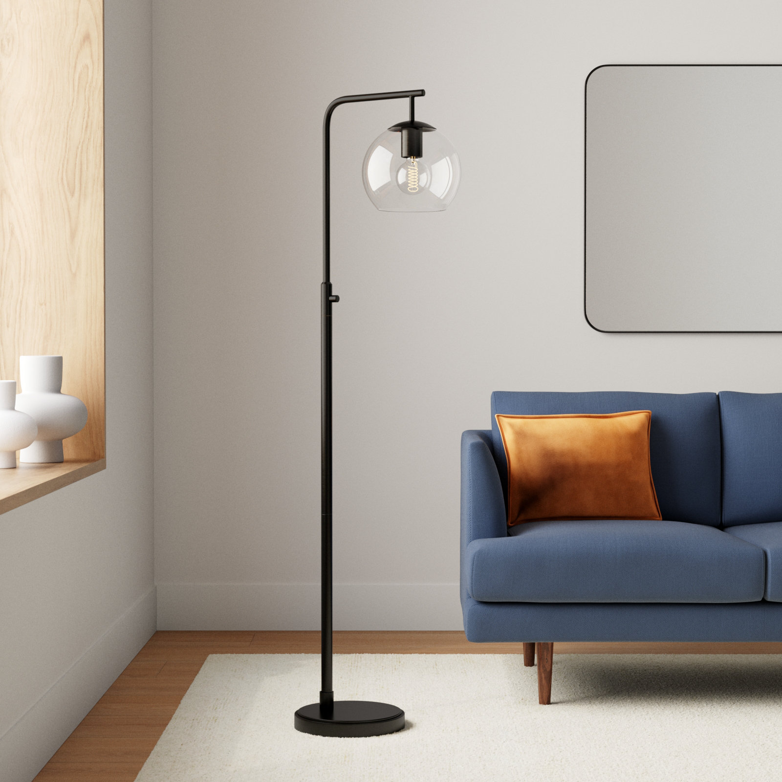 Claire 58.5'' Floor Lamp, Black, Clear