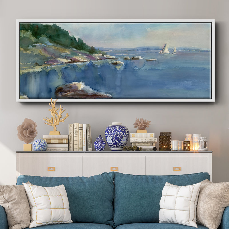 Sailing Bay- Framed Canvas, 8" H x 20" W