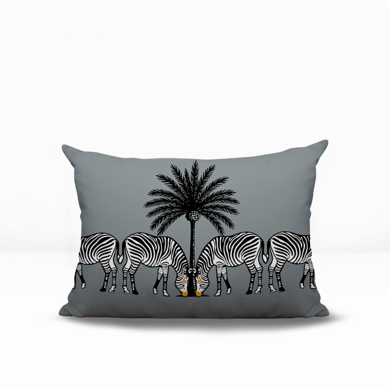 Oreiller rectangulaire réversible intérieur / extérieur Camo Zebra, Gris, H 18 po x l 25 po