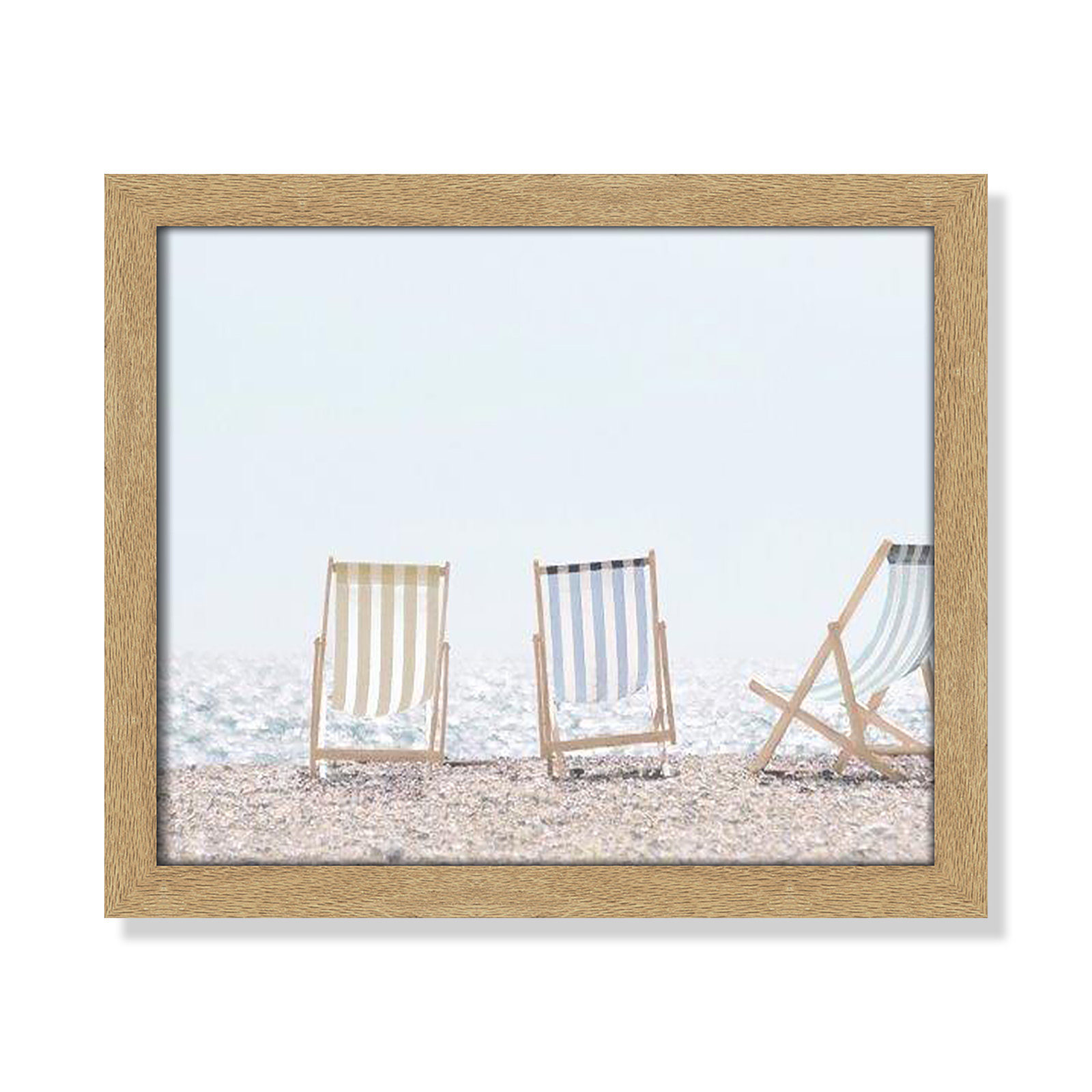 Adriatica "Beach Chairs" Print by Leah Straatsma, 13" H x 15" W x 1.25" D, Natural