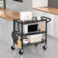 Chariot utilitaire roulant à 3 niveaux avec roulettes, chariot de rangement en métal de qualité commerciale avec poignées et tablettes pour la cuisine, la restauration et les outils (noir)