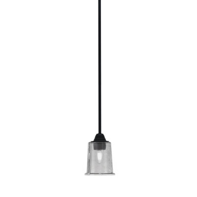 Suspension Ahern Mini, fini noir mat et nickel brossé, verre fumé à bulles de 13,3 cm (5,25 po).