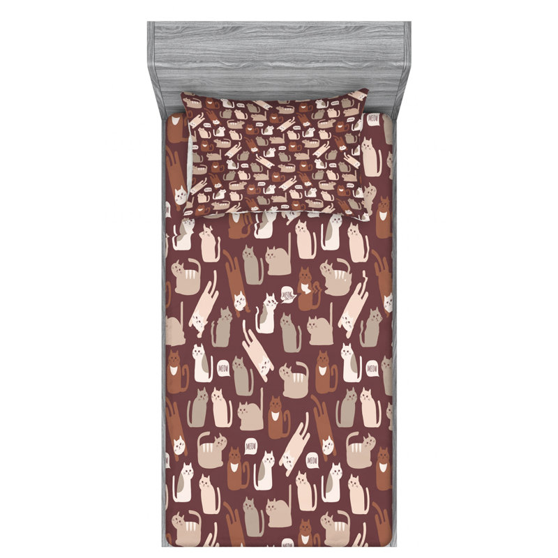 Microfiber Patterned Fitted Sheet, Twin Fitted Sheet with 1 Pillowcase