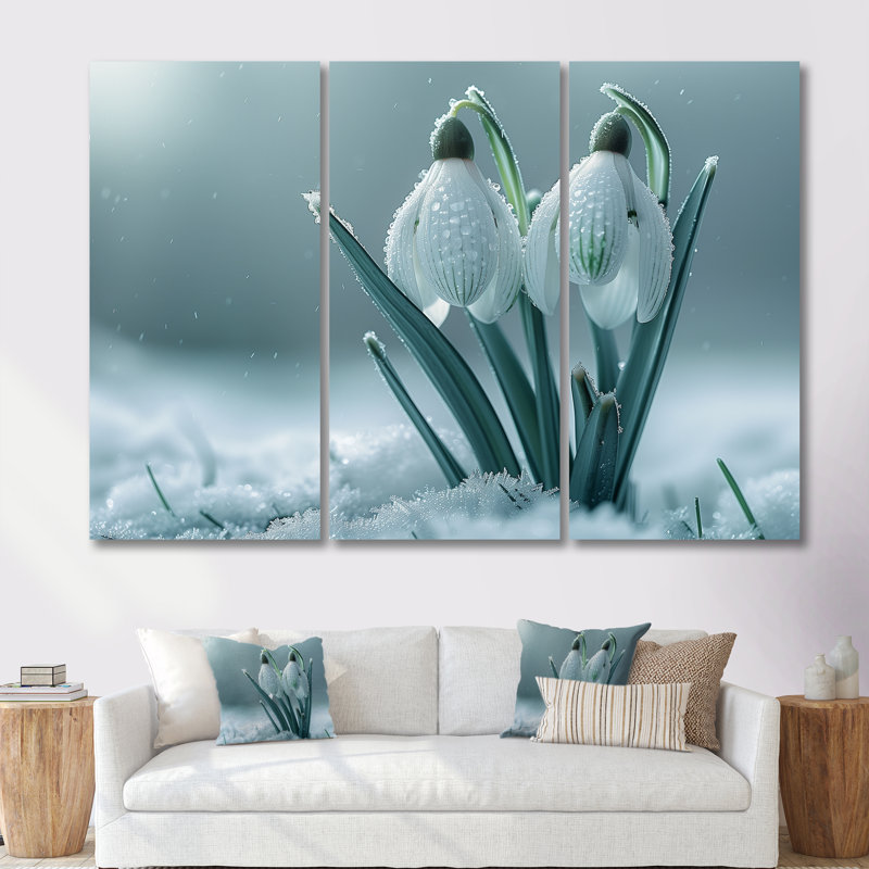 Ensemble de salon Lamberson - Snowdrops Wall Art, Toile tendue, H 40 po x l 60 po x P 1 po